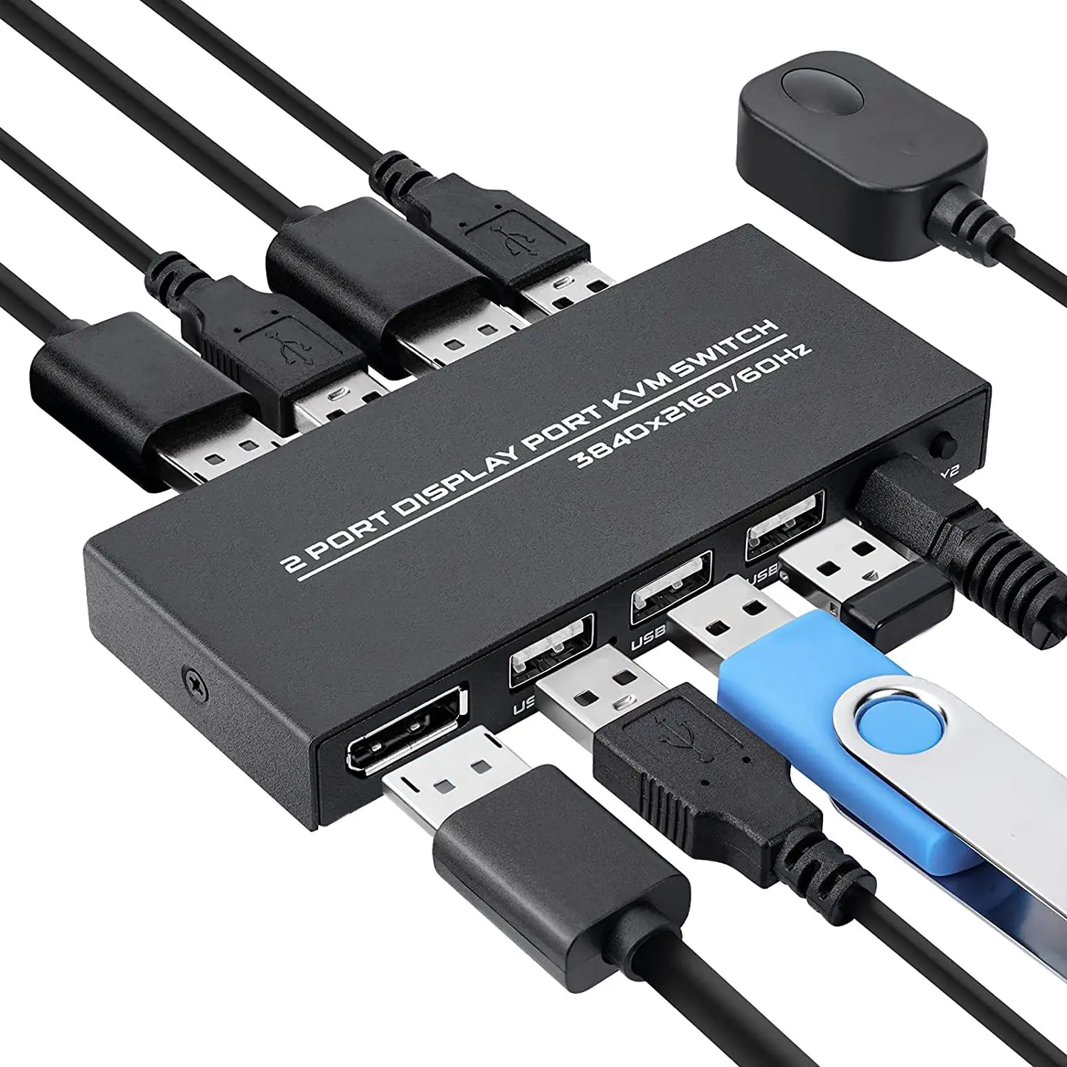 Displayport KVM Switch, 4K@60Hz DP USB Switcher For 2 Computer Share Keyboard Mouse Printer And Ultra HD Monitor-ABIU