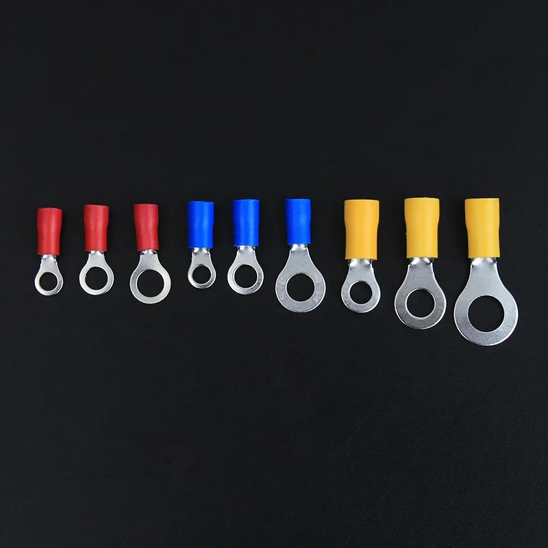 128Pcs Insulated Ring Terminal Crimp Connector Kit Ring Cable Wire Connectors Cord Pin End Butt Terminals RV1.25 RV2 RV5.5