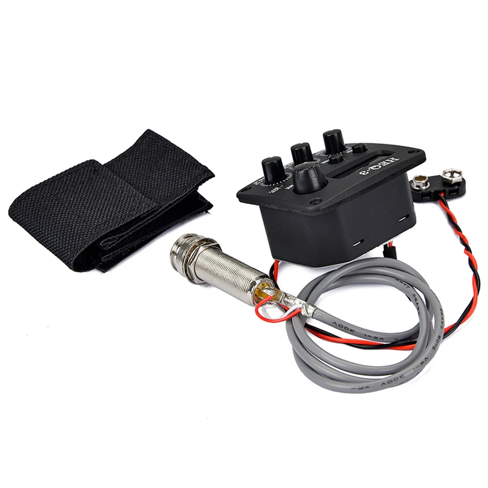 

Acoustic Guitar Preamp 3 Bands EQ Equalizer Pickup Amplifier Guitarra Preamp Piezo Pickup with LCD Tuner Guitar Parts Accessorie