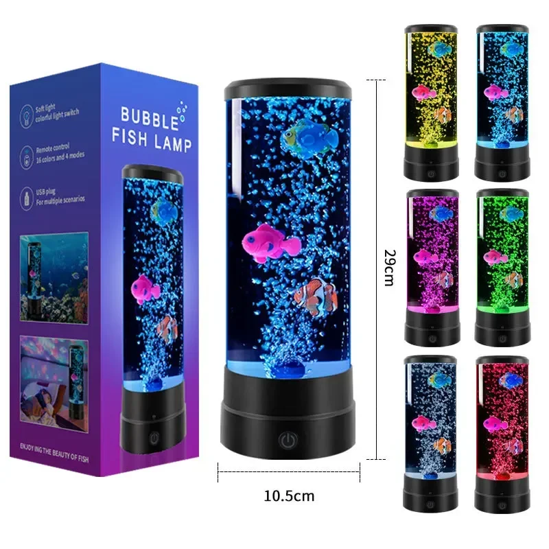 LED Fish Lamp Ambient Night Light Remote Control Color Changing Decorative Lights Aquarium Birthday Gift For Children USB