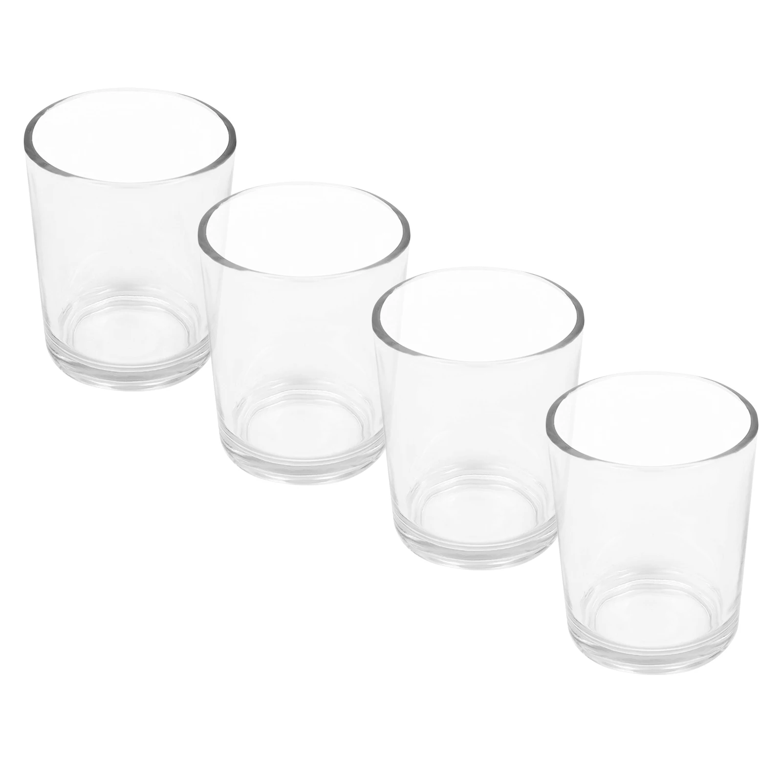 

4Pcs Glass Transparent Cup Sturdy Candleholder Simple Style for Wedding Banquet Home Scene Layout Container