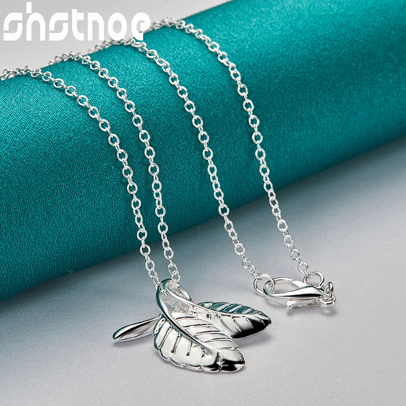 

SHSTONE 16-30 Inch O-Chain 925 Sterling Silver Leaves Pendant Necklace For Women Wedding Birthday Fashion Original Charm Jewelry