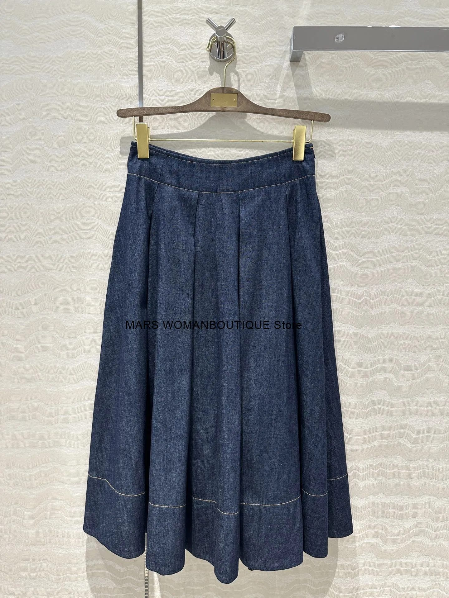 Autumn And Winter New High Quality Casual Cotton Washed Blue Denim Long Skirt For Women