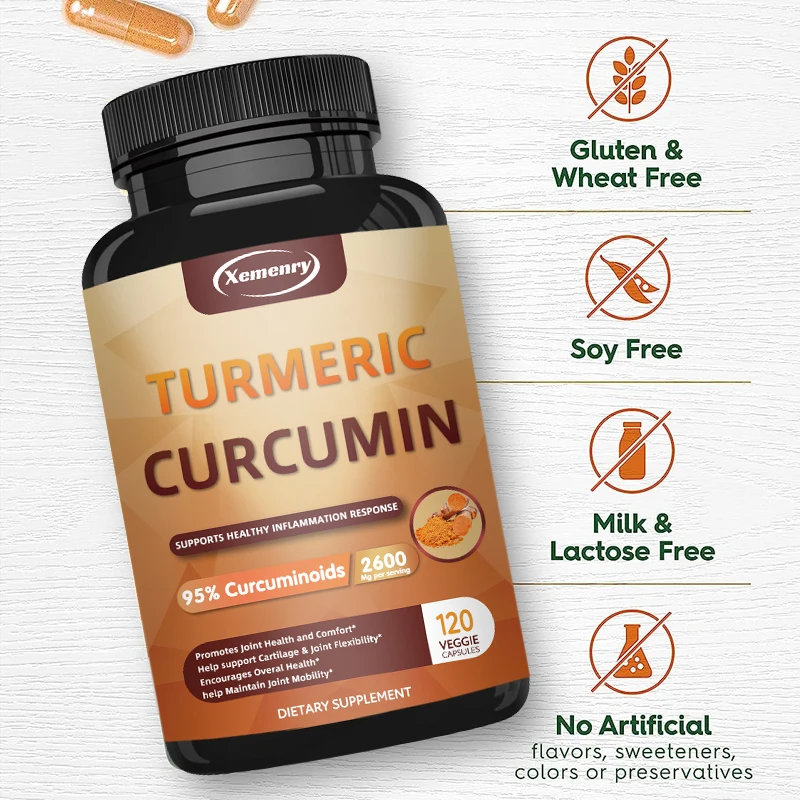 Turmeric Powder Curcumin Supplement Contains 95% Curcumin and Black Pepper Extract