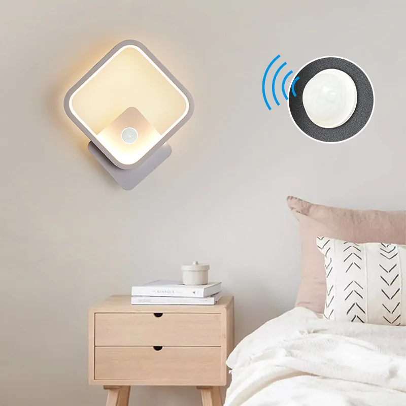 Indoor PIR Human Motion Sensor LED Wall Lamps for Stairs Corridor Hard-wired Induction Wall Lights Wall Sconce Hallway Entryway