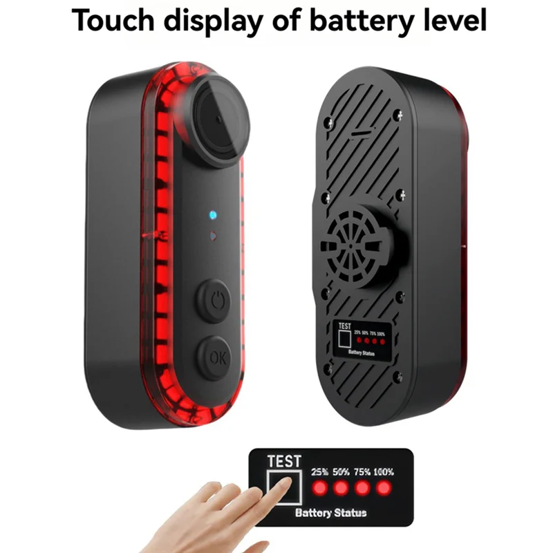 

XSXS-Bicycle Tail Light Camera Recorder Waterproof Bike Warning Tail Light 1080P HD Continuous Recording 6H For Riding
