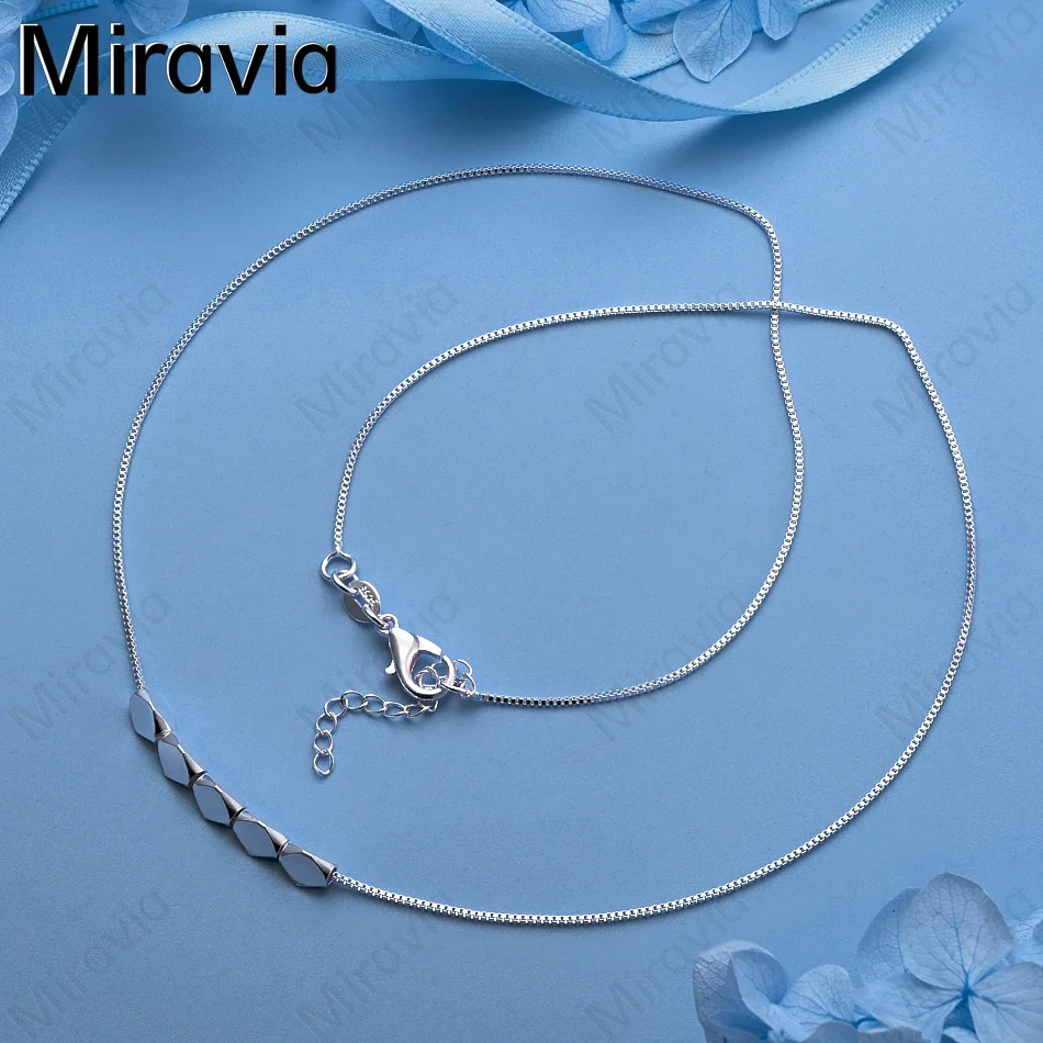 

Miravia 925 Sterling Silver Diamond Square Bead Necklace Women's Jewelry Valentine's Day Party Christmas Gift