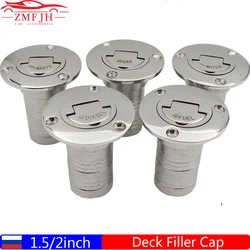 38mm 50mm Deck Filler Cap Stainless Steel 316 Deck Filler GAS DIESEL FUEL WASTE WATER Mirror Polish Marine Boat RV Hardware