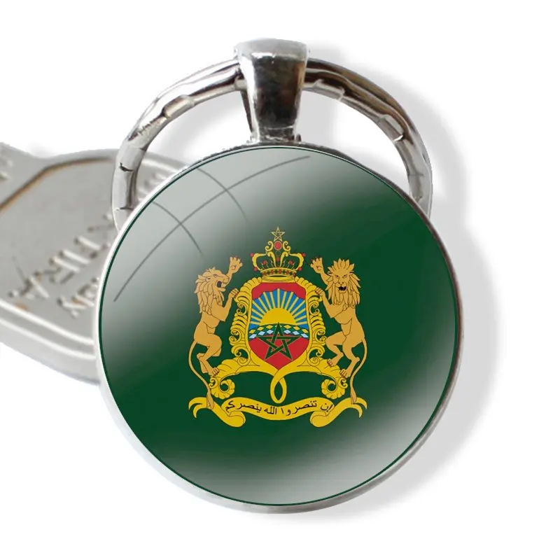 Keychain Handmade Glass Cabochon Key Ring Holder Pendant Key Chains Morocco Soccer football