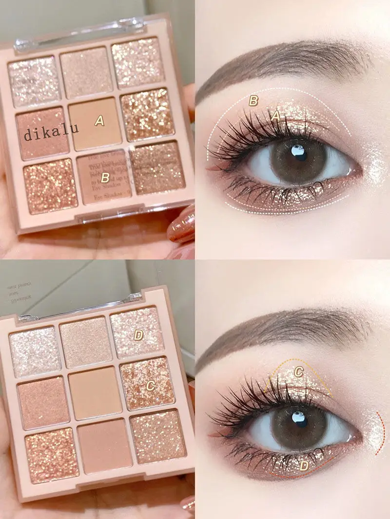 

Shiny Glitter Shimmer Eyeshadow Palette High Pigmented Brown Eye Shadow Long Lasting Eye Shadow Makeup Metallic Sparkle Pressed