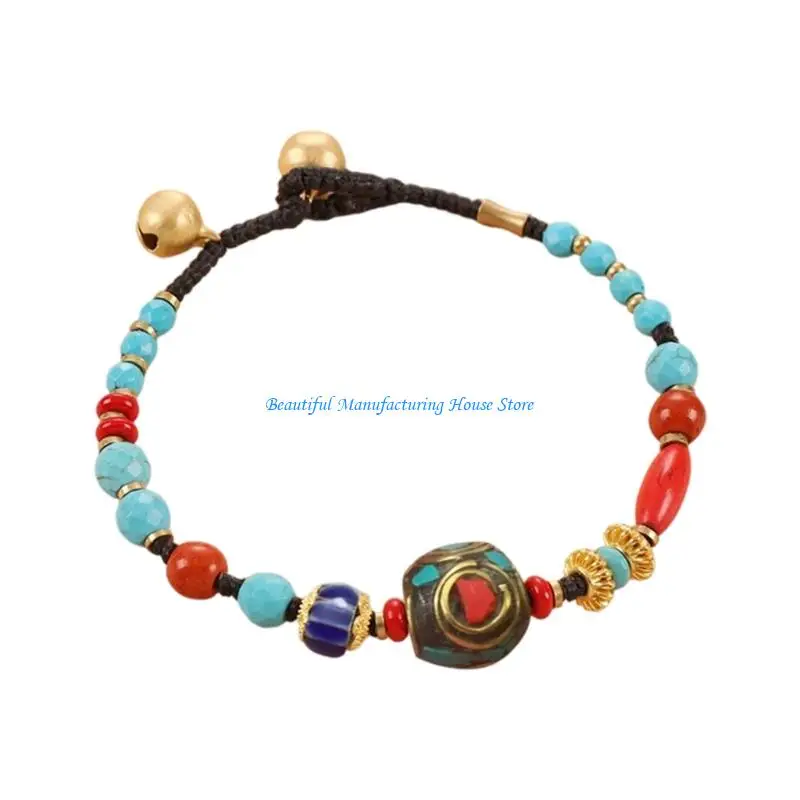 E56A of a Kind Tibetan Bead Bracelet Handmade Incorporating Natural Stone