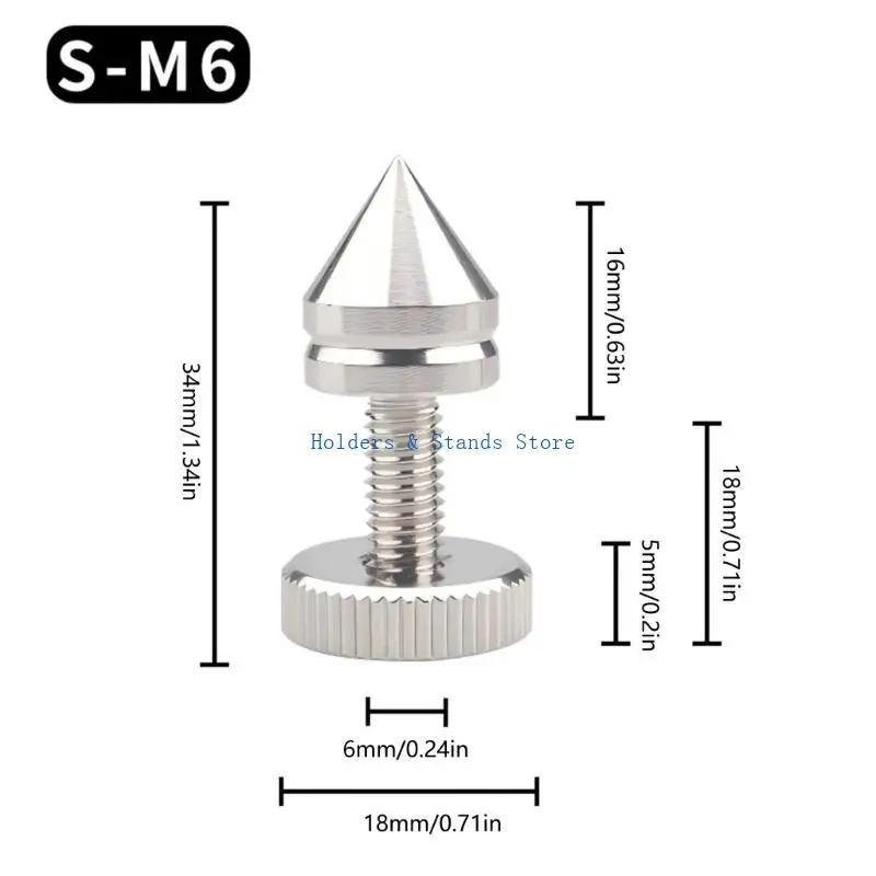 Y4ue 1set Silver Metal Spikes Aislamiento Pies aislamiento Mejora sonido en los sistemas HIFI