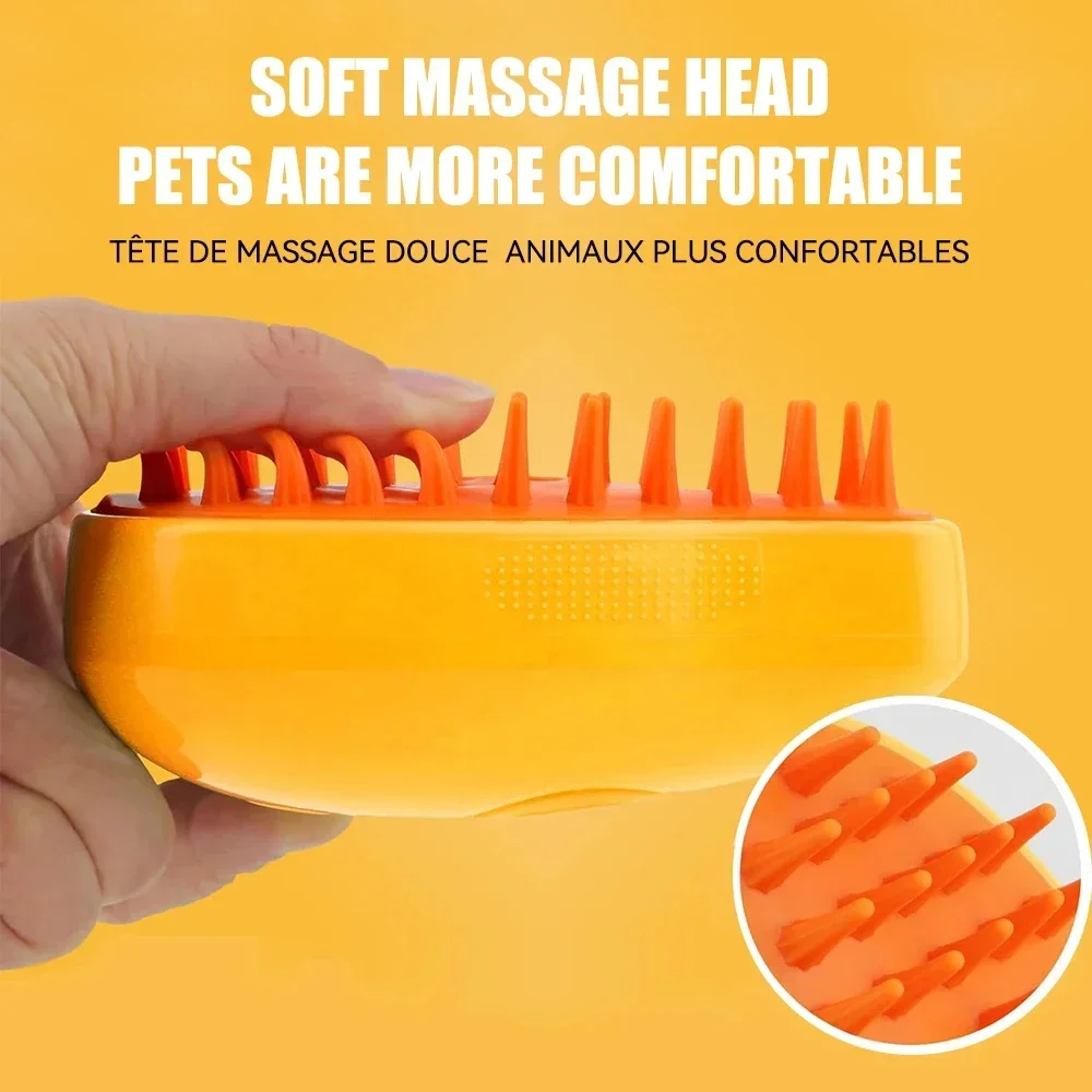 Escova a vapor para gato e cão, pulverizador elétrico para massagem, pet grooming ferramenta, 3 em 1 pente de massagem