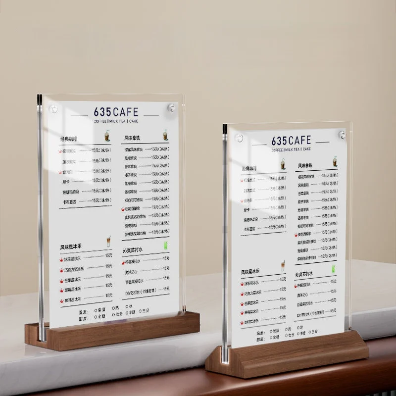 

4 PCS A5 148X210MM Wood Magnetic Acrylic Sign Holder Display Stand Menu Paper Holder Price Label Tags Photo Picture Poster Frame