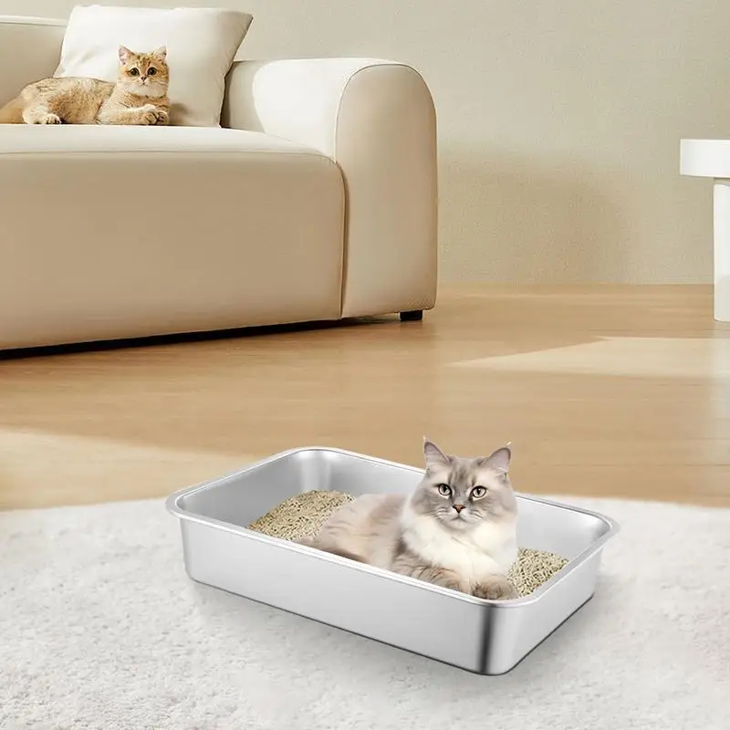 Extra Large Cat Litter Box Litter Tray Cat Litterbox Non-Stick Cat Boxes Splash-Proof Large Litter Box For Big & Small Cats