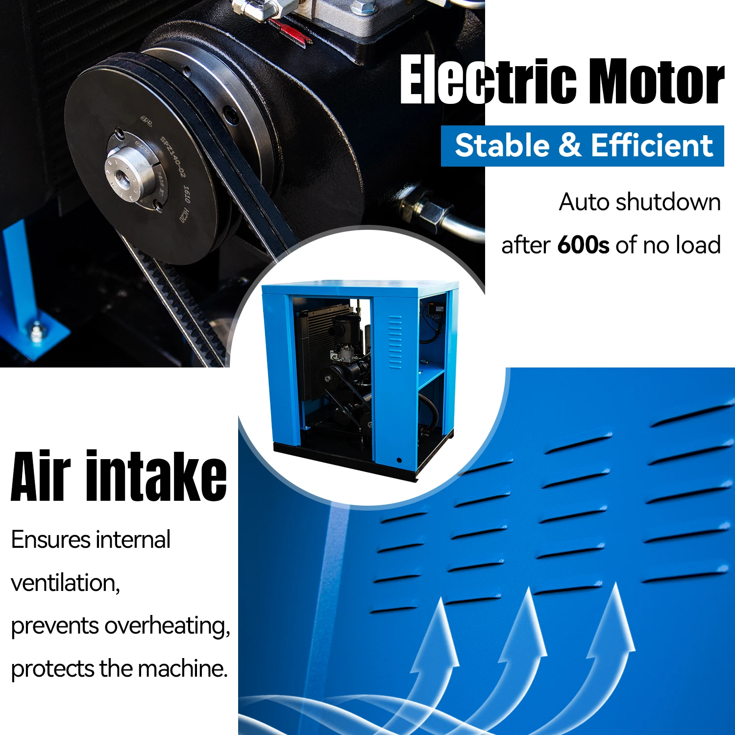 HPDMC 20 HP Rotary Screw Compressor 460-480V/60HZ 3-Phase 81CFM 125PSI Spin-on Oil Separator Industrial Air Compressed System