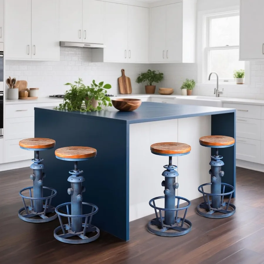 Aged Steampunk Deco Industrial Round Bottom Adjustable Height Cafe Coffee Retro Vintage Fire Hydrant Design Pub Kitchen Counter