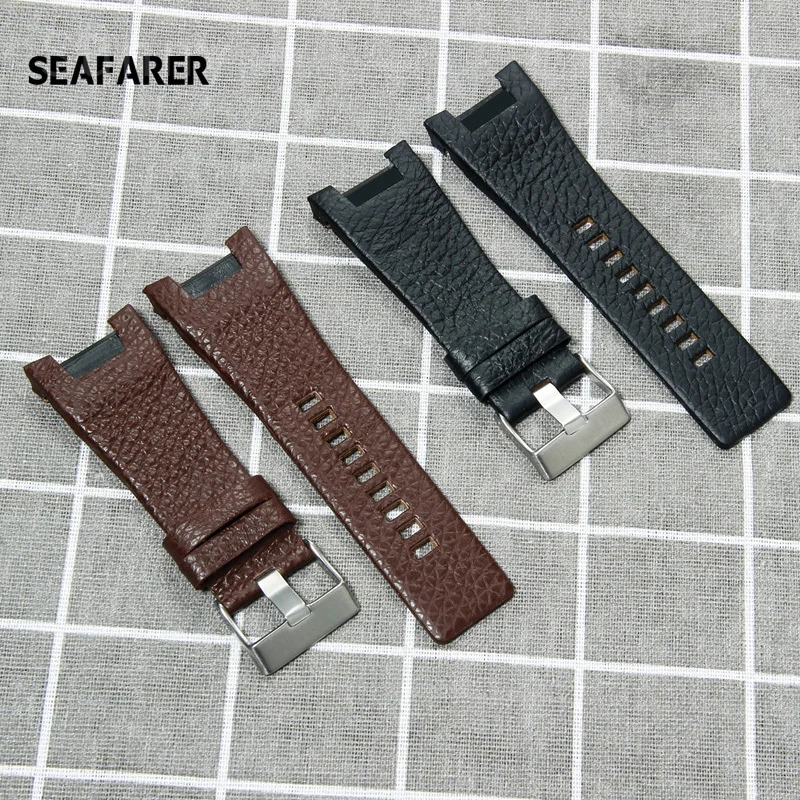 Top Layer Genuine Leather for Diesel DZ1216 DZ1273 DZ4246 DZ4247 DZ4287  Surface Notch Men\'s Watch Band 32mm*18mm Watch Strap