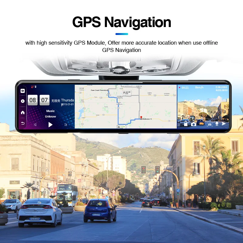 ACCEO D15 Android 8.1&4G System Car DVR 3 Split Screen Car Dvr Mirror HD 1080P Video Recording Support GPS ADAS 24 Hours Monitor