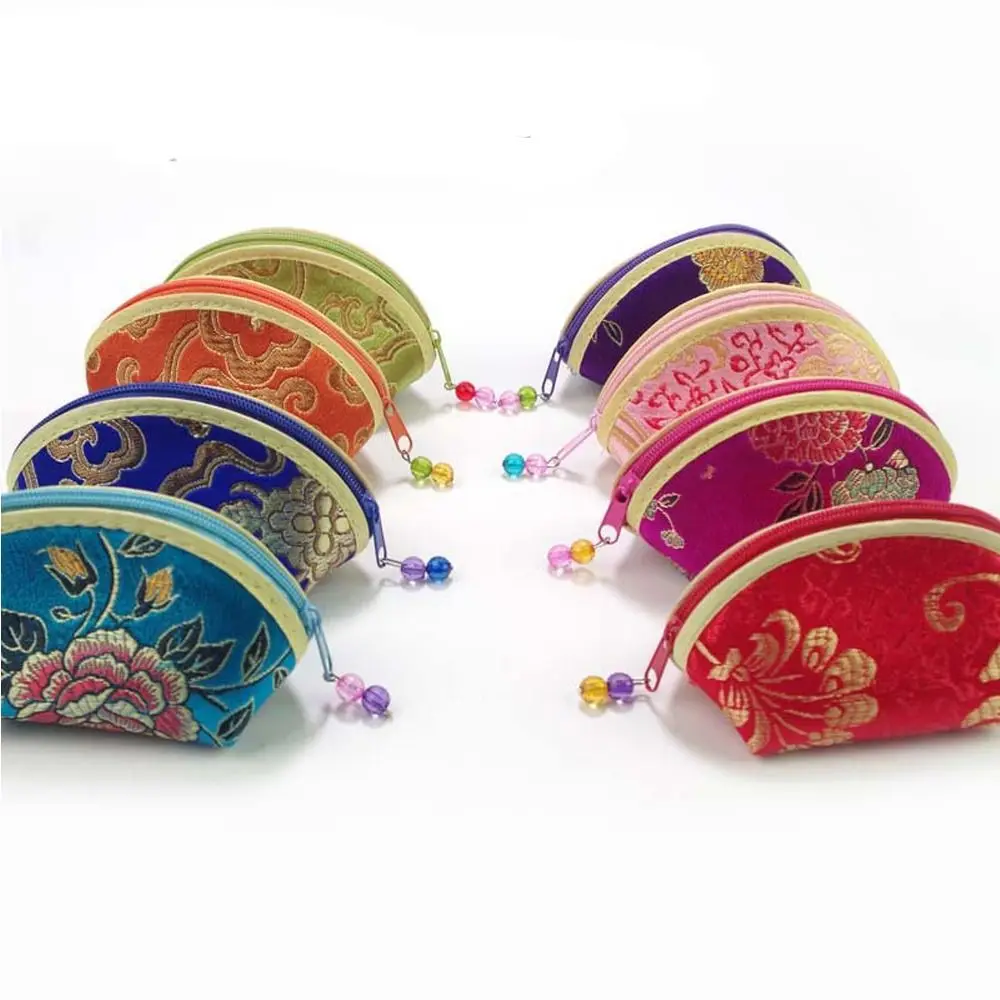 Custodia in tessuto con cerniera Borsa per bracciale nuvola di buon auspicio Borsa multicolore Borsa in stile cinese Custodia per gioielli Borsa per gioielli da donna