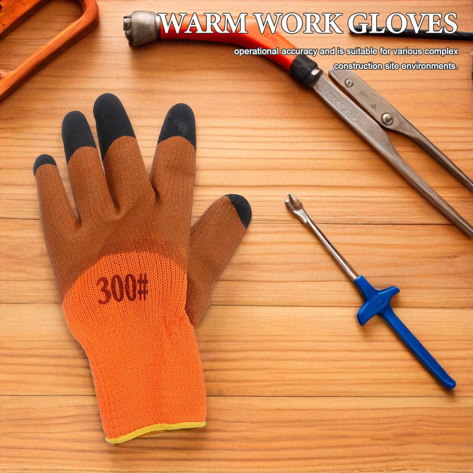 

10pcs Warm Construction For Men Fleece Lined Thermal Insulated Work Gloves Anti Slip High Visibility Protective Winter Safety