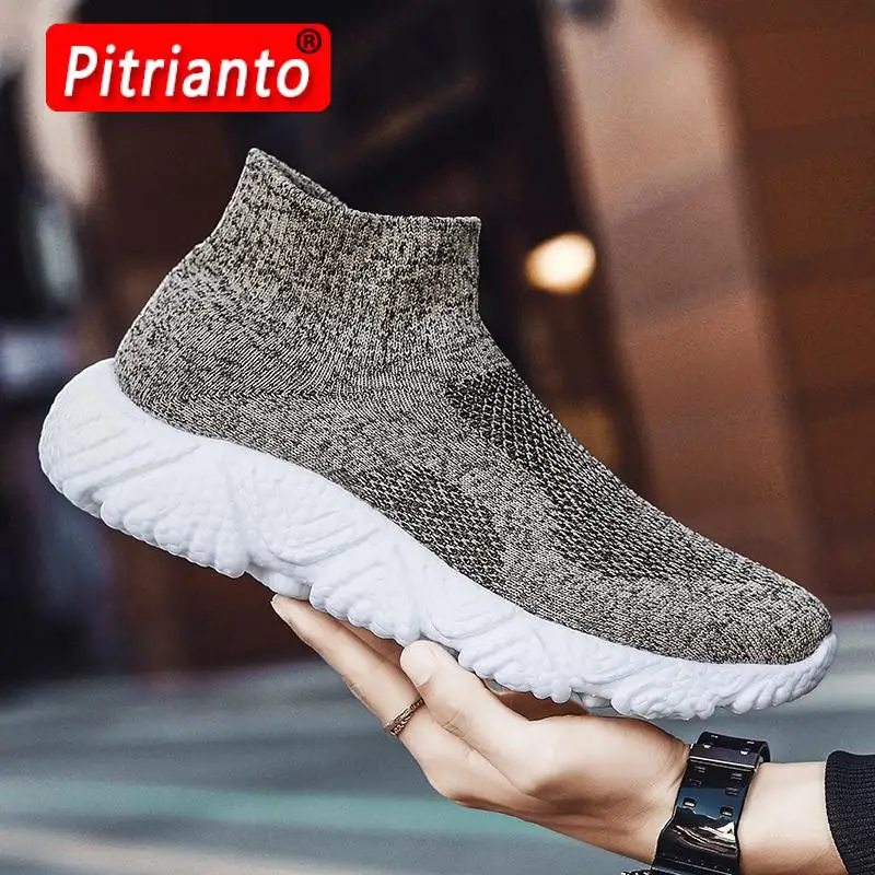 2021 Hot Sale Men High Top Mesh Casual Shoes Women Breathable Socks Shoes Outdoor Fashion Camouflage Bottom Sneakers Size 35-47