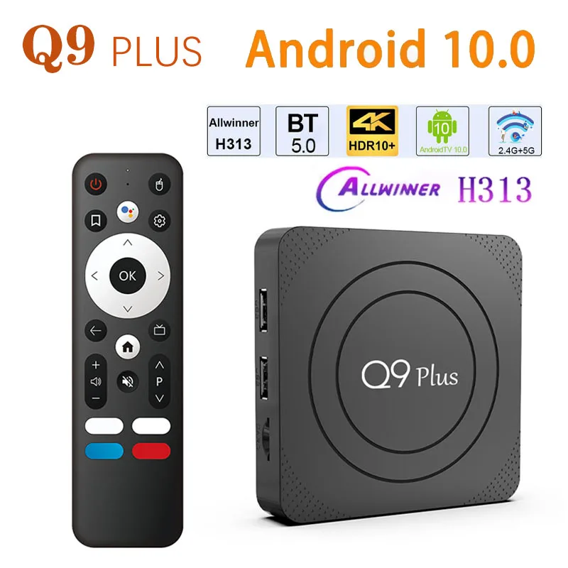 

Q9 Plus Smart TV Box 2,4G/5G WIFI Allwinner H313 BT5.0 2G 16G 100M Android 10.0 TV BOX Медиаплеер 4K HDR Телеприставка