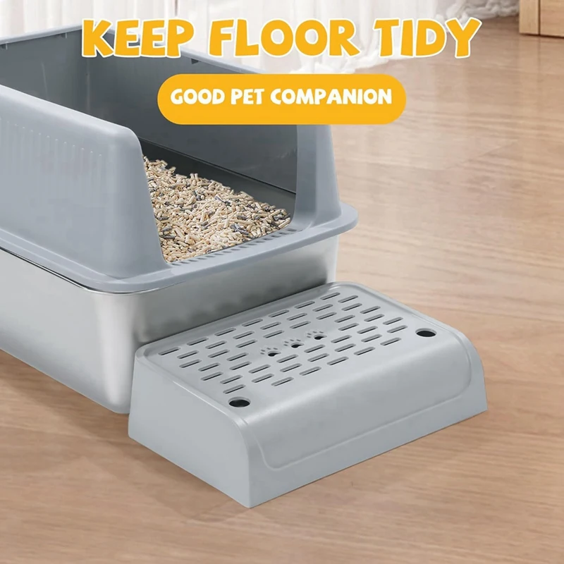 ABAE-Cat Litter Box Рампа с функцией фильтра, двухслойный самоочищающийся ящик для кошачьего туалета Ловушка для кошачьего туалета с местом для хранения