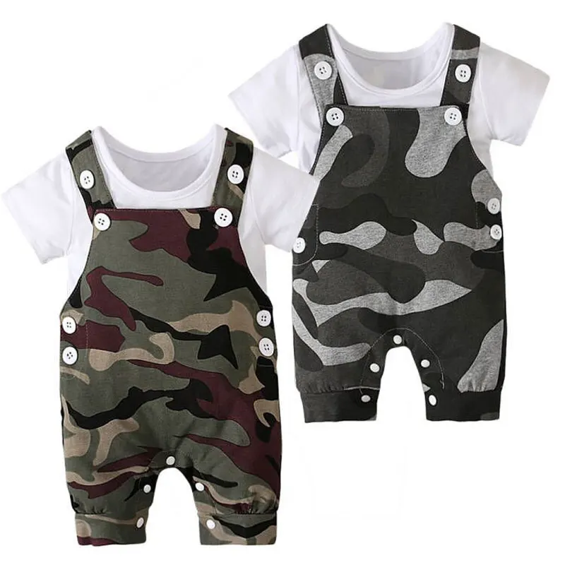 Casual Camouflage Baby Boy Clothes Sets Summer Clothes for Boys Cotton Short Sleeve Tops Overall Newbron Clothing 3-24 Months