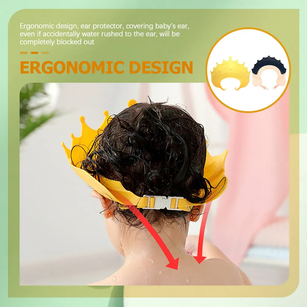 

2Pcs Tpe Waterproof Shampoo Hat for Babies Shower Cap Bath Visor Crown Style Kids Hair Washing Hat Anti Water Phobia Ear