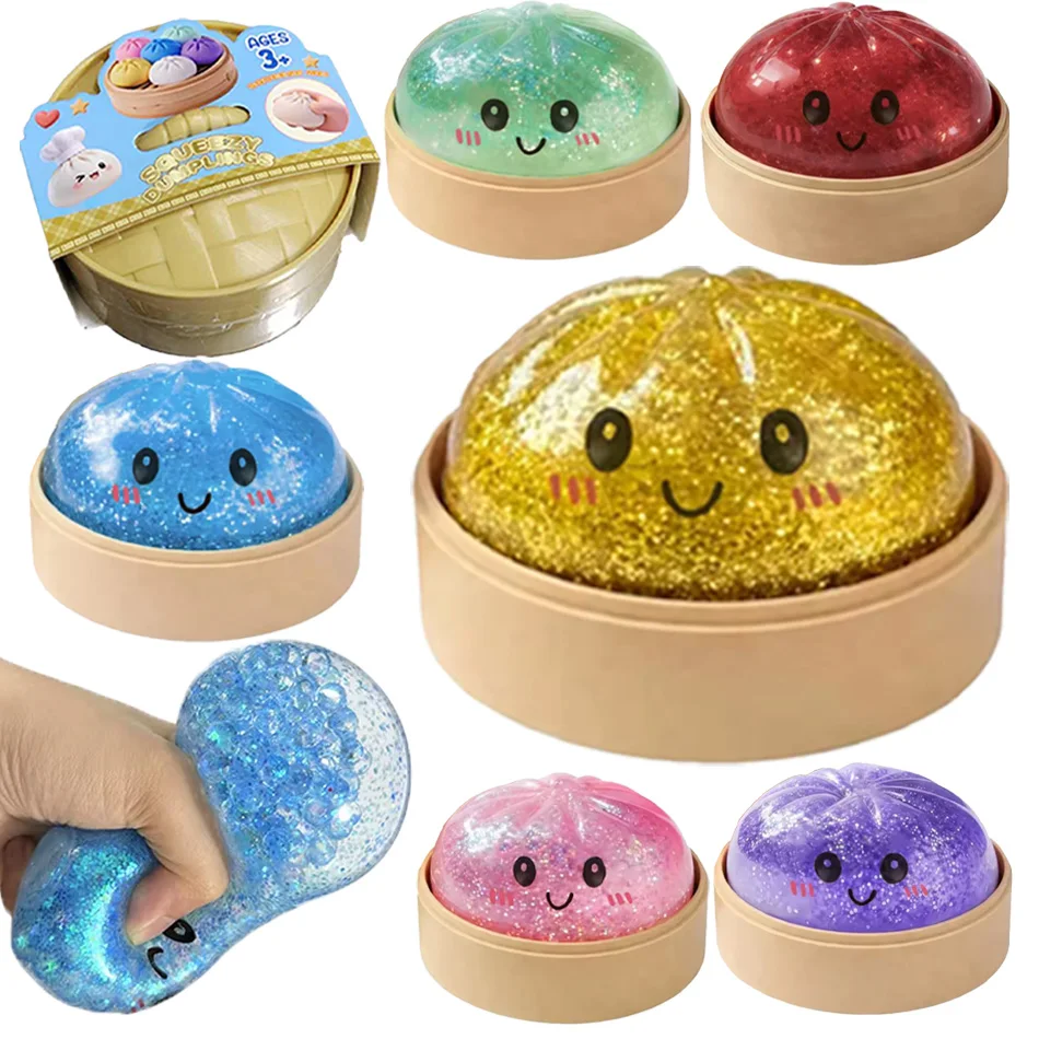 NEU Realistisches Riesen-Knödel-Quetschspielzeug mit Dampfgarer, weicher TPR-Teigball, Dekompressions-Fidget-Spielzeug, lustiges kreatives Geschenk