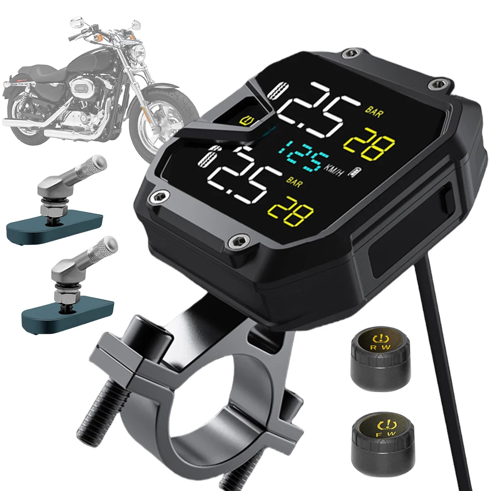 

Motorcycle TPMS Tire Pressure Monitoring System IP65 Waterproof Motorbike Tyre Pressure Temperature Alarm Motorcycle Accessories