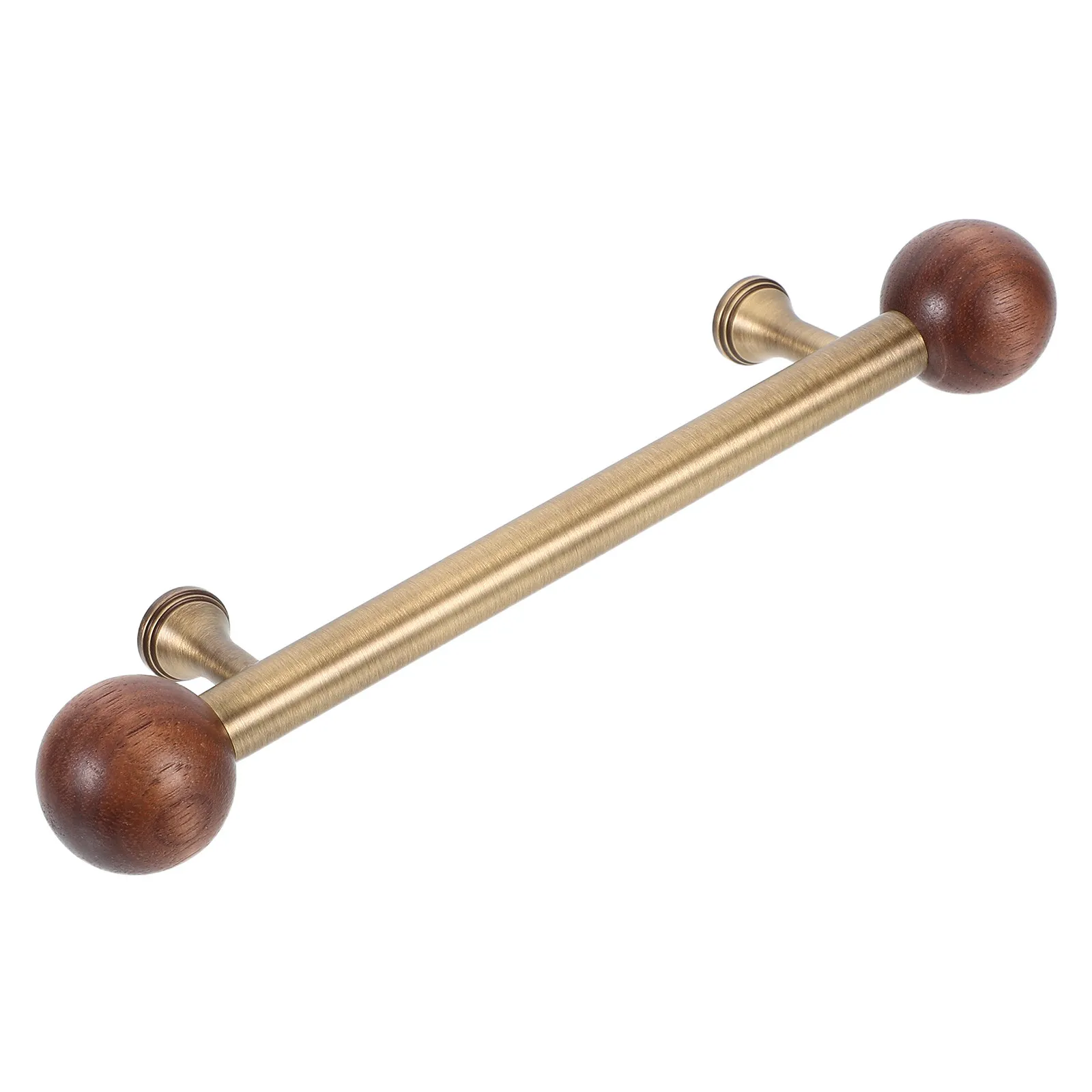 Retro Wood and Copper Cabinet Pull Handle Vintage Style Dresser Drawer Knob for Kitchen Bedroom Wardrobe 96Mm Center-to-Center
