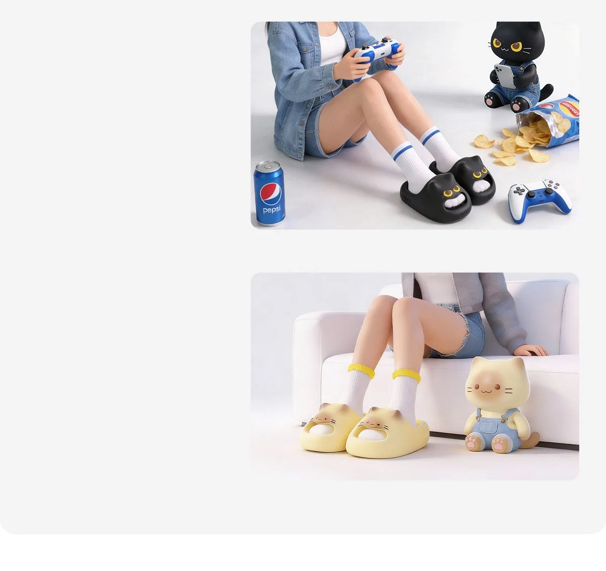 Nuevas Pantuflas de Gato para Mujer, Mules de Verano Ligeras, Sandalias de Interior Antideslizantes e Inodoras, Pantufla
