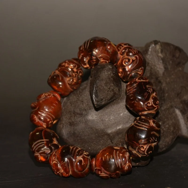 Tibetan Style Handmade Ox Horn Lion Beads Ethnic Fashion Versatile Bracelet
