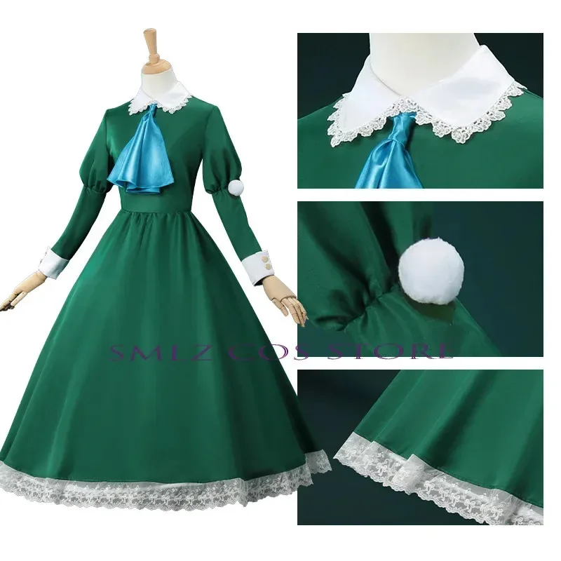 

zizi 2025 Anime Ib Cosplay Costume Girl Mary Green Dress Suit Halloween Christmas Party Uniform Skirt for Woman Wig