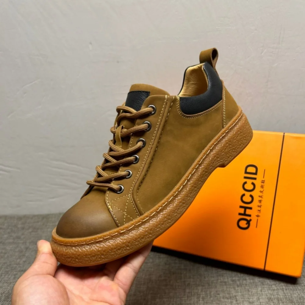 New style casual shoes - men's genuine leather fashionable white sneakers - men's breathable leather shoes - men's shoes