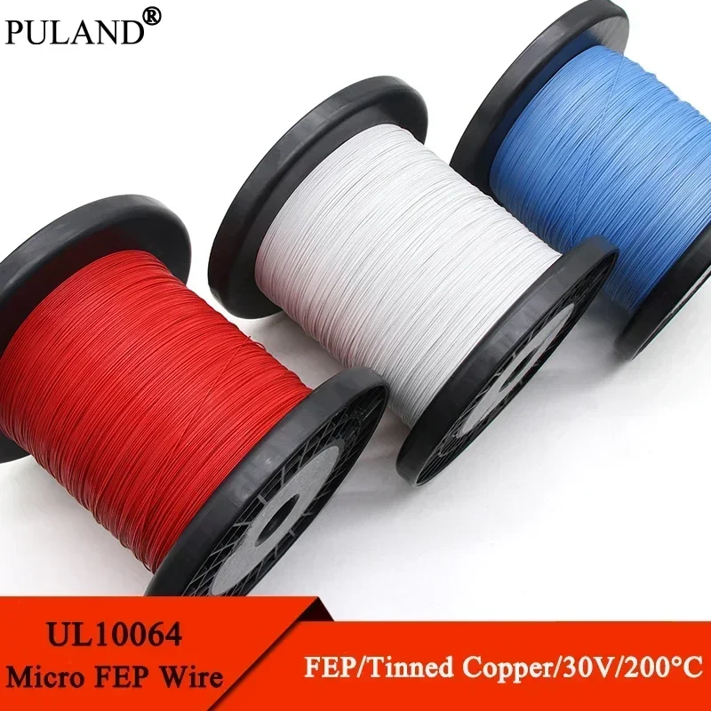 100/200/500M UL10064 PTFE Wire 40/36/34/32/30/28/26AWG PEP Plastic Solder High Conductivity Copper Cable Fine Micro Litz Wires