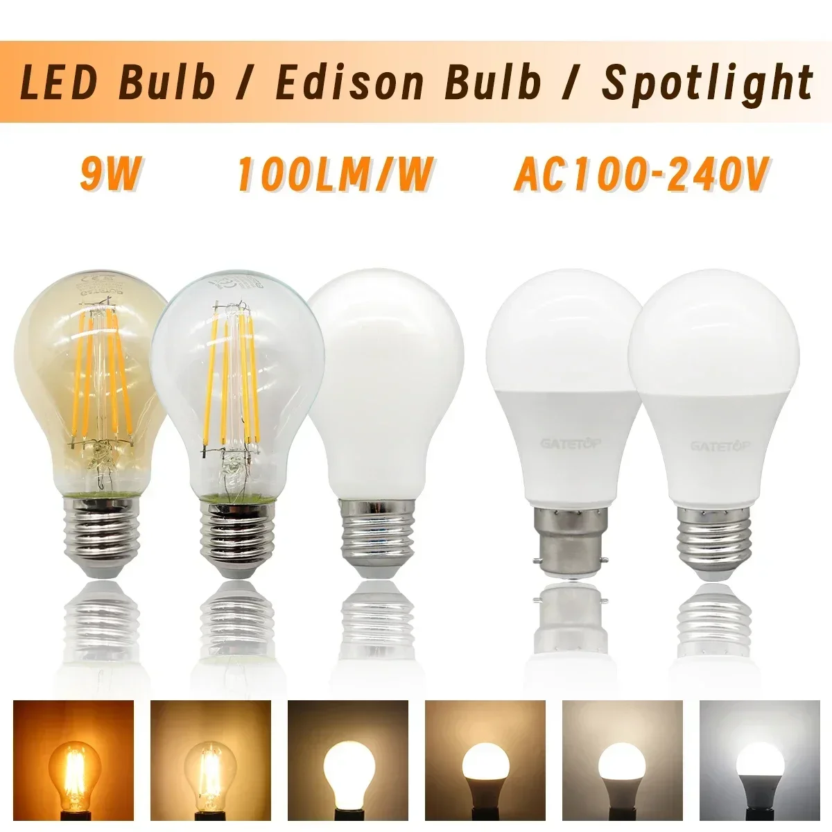 

1-10pcs E27 LED Filament Bulb Retro Edison Vintage Lamp B22 E14 GU10 Spot Light AC100V-240V Light Bulb Glass Bulb for Home Room