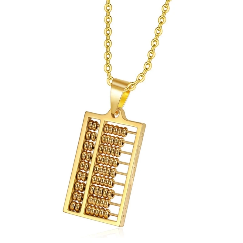 Unique Stainless Steel Abacus Necklace Pendnat Accessory for Simple Calculations Special Gifts for Friend and Family