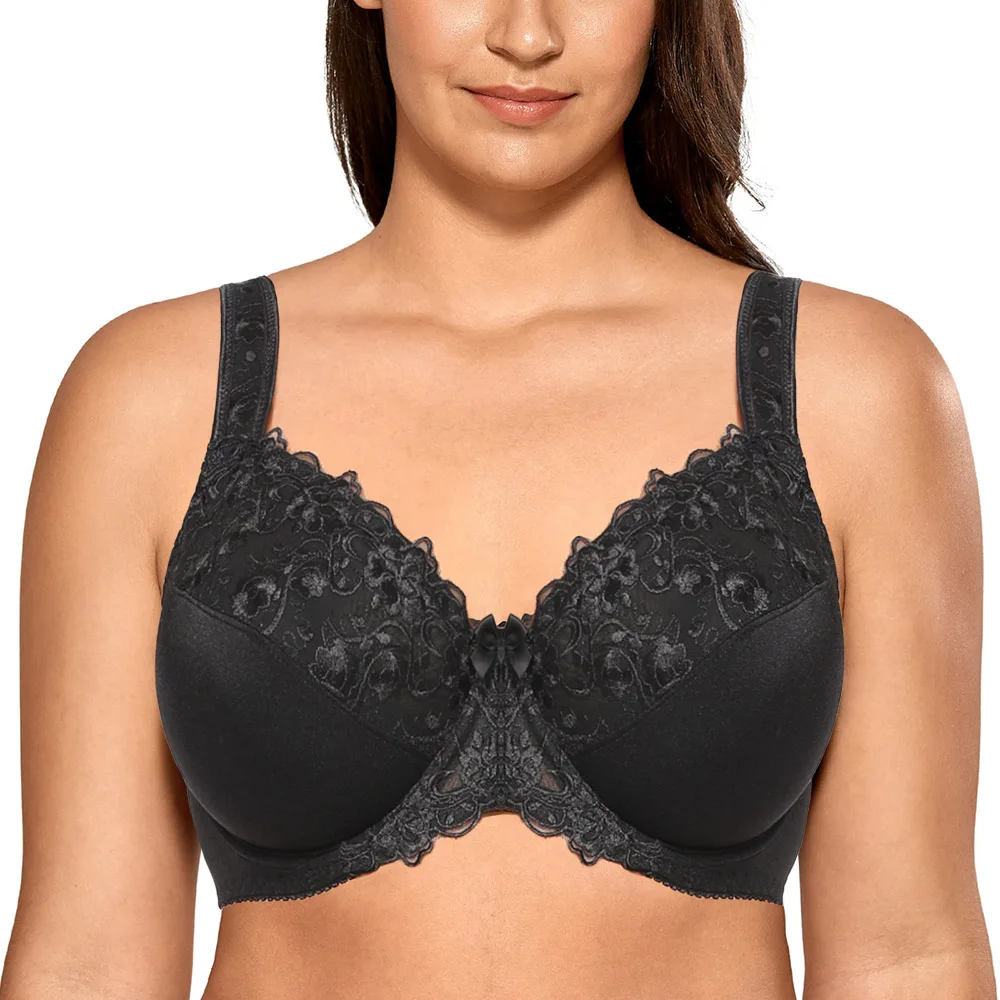 Sutiã de sutiã de mulher de cobertura completa para mulher mais tamanho sutiã de renda minimizador não-acolchoado underwire mulher sutiã b c d e f g