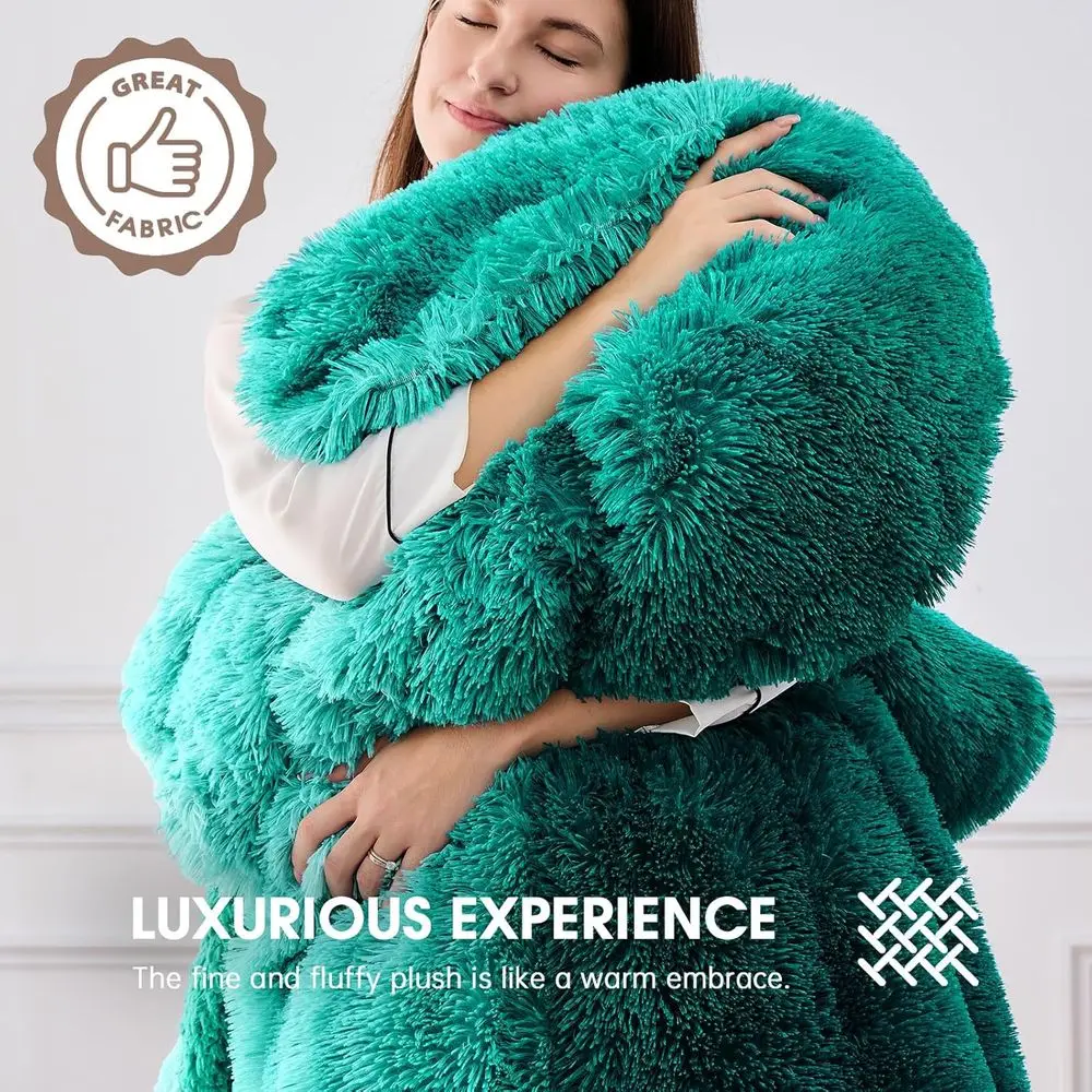 Электрическое одеяло из шерпа из искусственного меха — 10 нагрева и 5 настройков таймера, быстрое тепло, 50x60, лесной туман