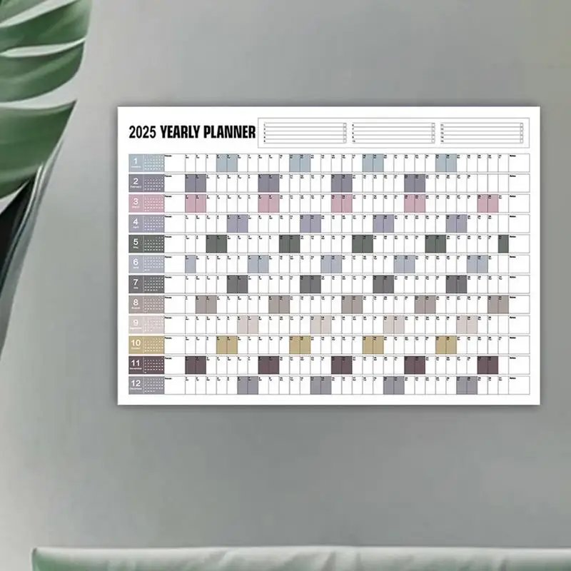 Jahresplaner 2025, jährliches Jahr, Wandkalender mit Aufklebern, Heimdekoration, horizontal, dickes Papier, Poster, Kalender, Zeitplan