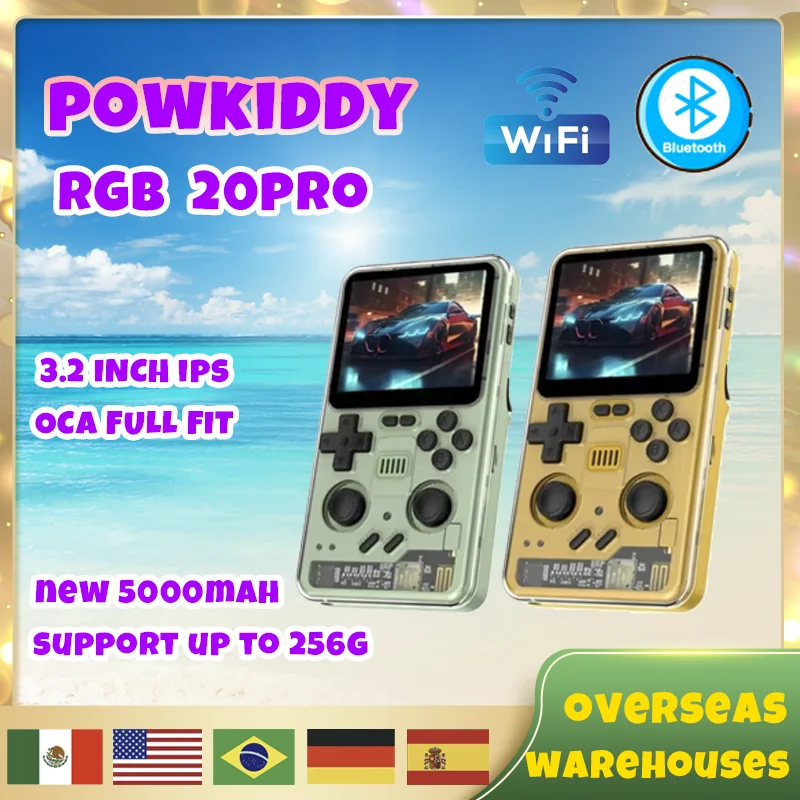 

Powkiddy Rgb20 Pro Retro Punk Style Handheld Game Console 3.2 Inch 1024*768 Ips Screen Vibration Function Children's Gifts