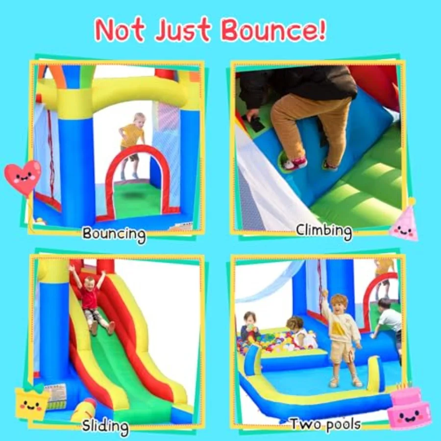 Backyard inflatable bounce house with water slide PVC material blue and yellow includes 4 sprinklers and 2 splash pools for coo view 5