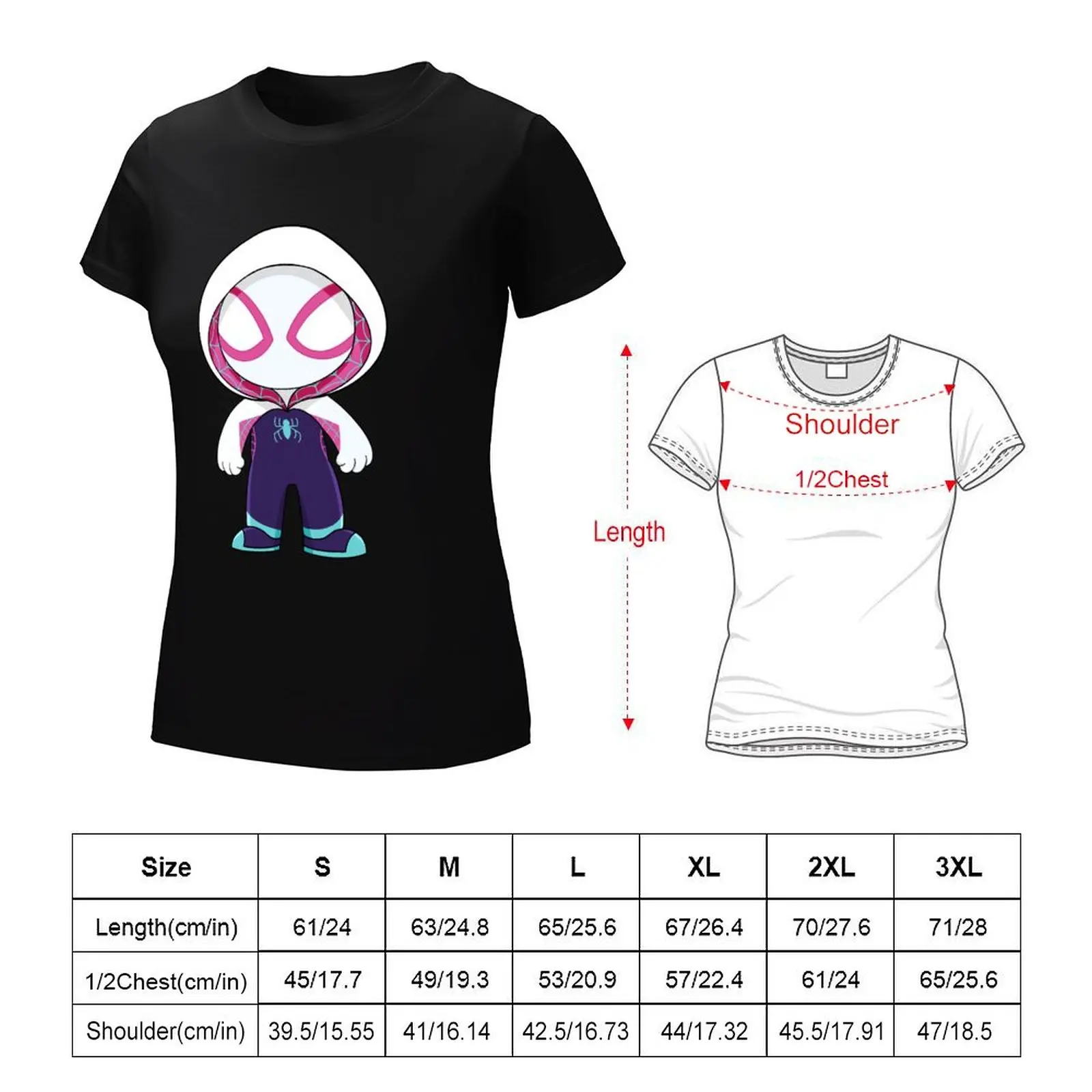 Cute spider ghost, baby spidey girl, grl pwr, cartoon ghost spider T-Shirt cute tops female summer clothes Women\'s tee shirt