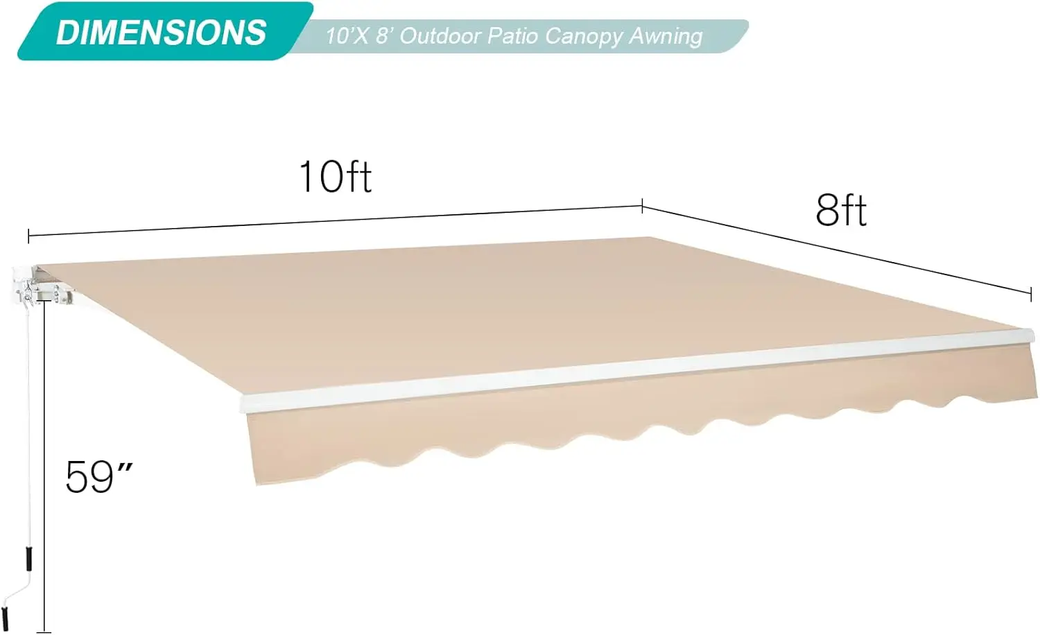 Toldo para Patio de 10' × 8', parasol retráctil, cubierta para toldo para Patio exterior, toldos para cubierta con manivela Manual