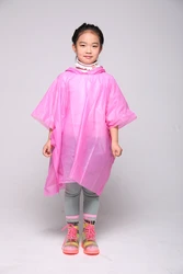 Spewahor Cape Children s Raincoat Solid Color PEVA Disposable Thickened Hooded Raincoat Suitable for Kid s Raincoat With