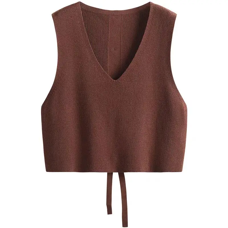 Primavera outono feminino colete de malha camisa outerwear alça traseira com decote em v workwear estilo colete roxo moda femini