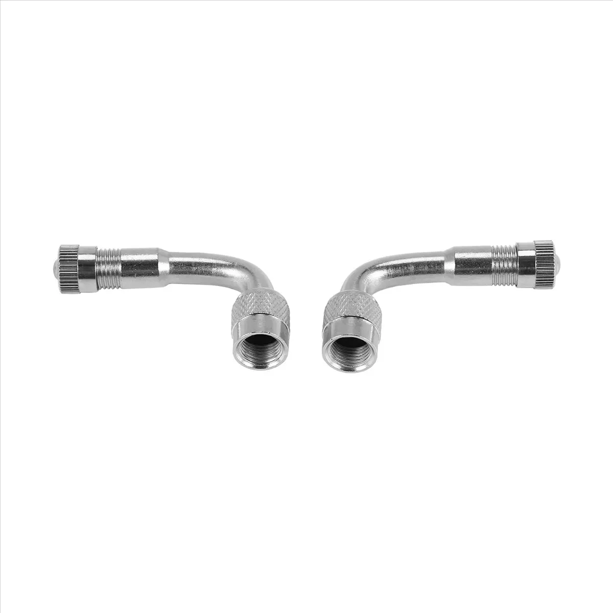 DT17 2x 90 Degree Tyre Valve Extension Adaptor Motorcycle Car Tire Stem Extender Silver